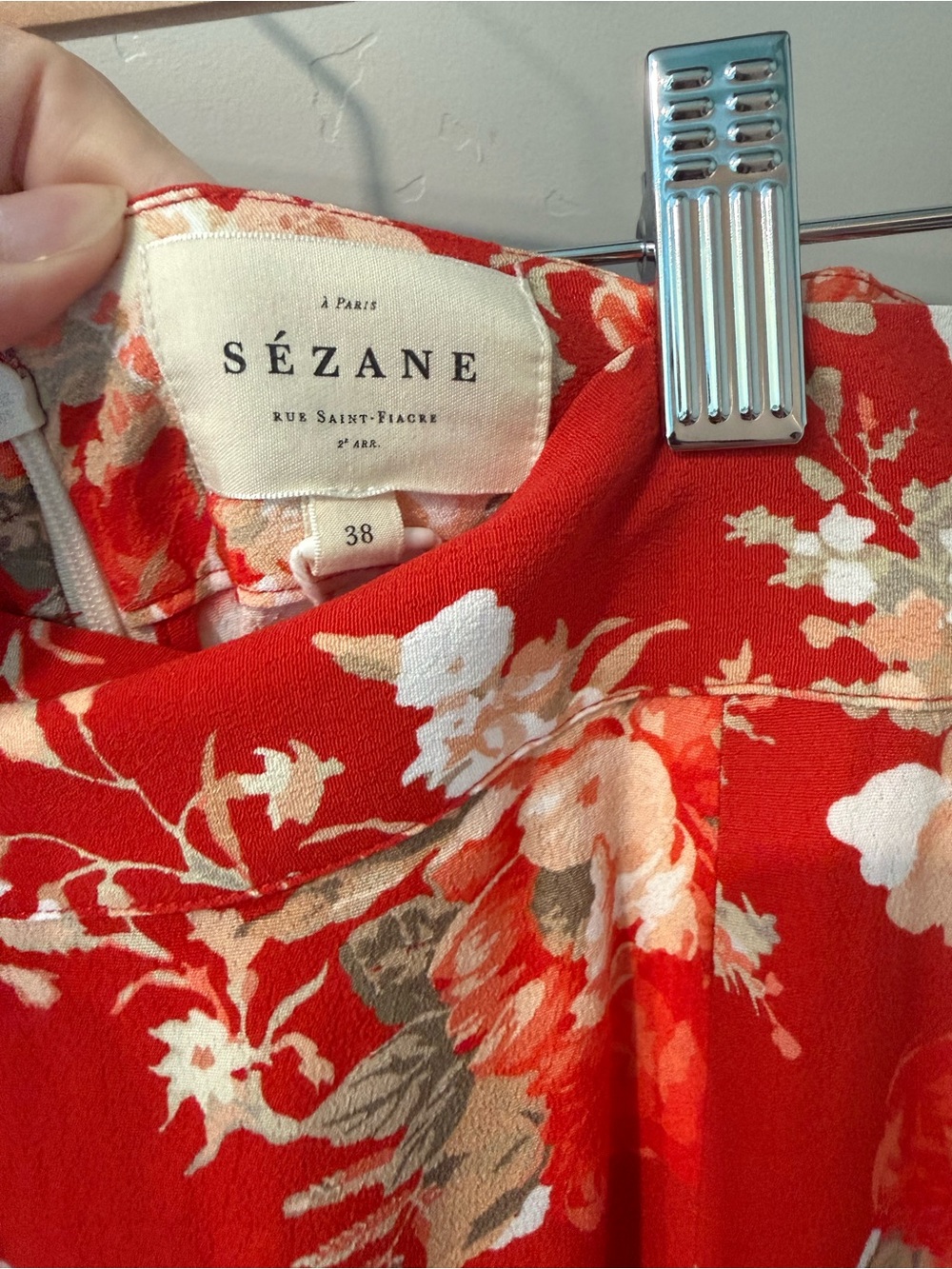NWT Sezane Red Floral Tabata skirt size 38 - Picture 4 of 8